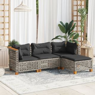4-osaline aiamööbli komplekt patjadega, hall, polürotang