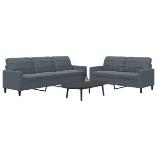 2-osaline diivanikomplekt patjadega, tumehall, samet