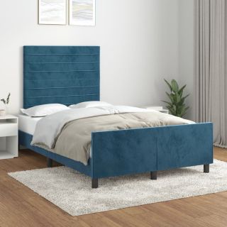 voodiraam ilma madratsiga Tumesinine 120x190 cm samet