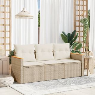 3-osaline aiadiivani komplekt patjadega, beež, polürotang