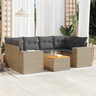 7-osaline aiadiivani komplekt patjadega, beež, polürotang