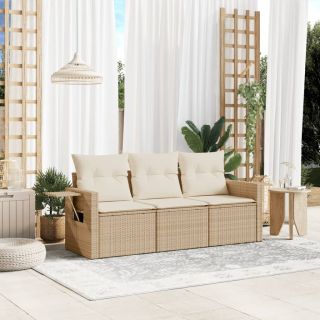 3-osaline aiadiivani komplekt patjadega, beež, polürotang