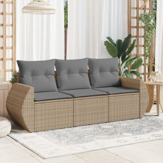3-osaline aiadiivani komplekt patjadega, beež, polürotang