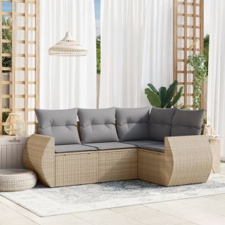 4-osaline aiadiivani komplekt patjadega, beež, polürotang