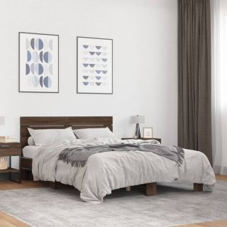 каркас кровати, коричневый дуб, 120 x 200 см, искусственное дерево и металл