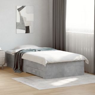 каркас кровати с ящиками, бетонно-серый, 90x200 см, искусственное дерево