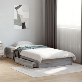 voodiraam sahtlitega, hall Sonoma tamm, 100 x 200 cm, tehispuit