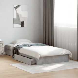 каркас кровати с ящиками, бетонно-серый, 100x200 см, искусственное дерево