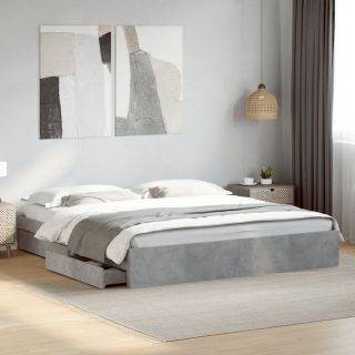 voodiraam sahtlitega, betoonhall, 200x 200 cm, tehispuit