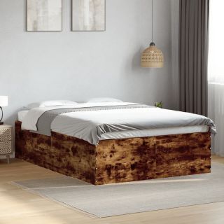 voodiraam, suitsutatud tamm, 135 x 190 cm, tehispuit