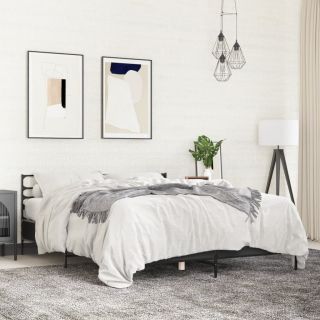 voodiraam, must, 160 x 200 cm, tehispuit ja metall