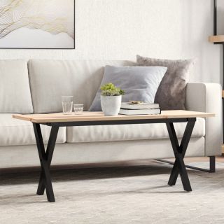 kohvilaud, X-raam, 110 x 40 x 45 cm, männipuit ja teras
