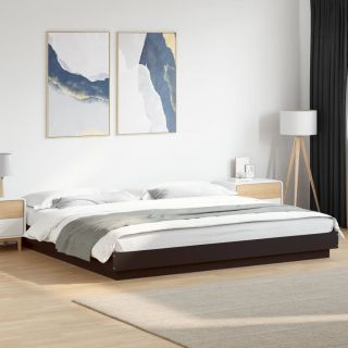 voodiraam LED-tuledega, must, 180x200 cm, tehispuit