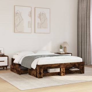каркас кровати с изголовьем, без матраса, копченый дуб 120x200см