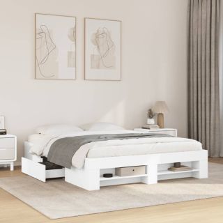 voodiraam ilma madratsita, valge 160x200 cm ehituspuit
