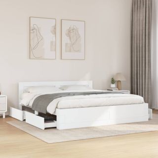 voodiraam peatsiga ilma madratsita Valge 200x200 cm