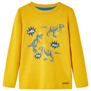 Детская рубашка с длинным рукавом, охра, 92