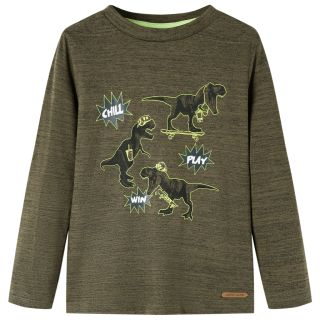 Pikkade varrukatega lastesärk, tume khaki, 104