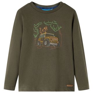 Детская рубашка с длинным рукавом, хаки, 92