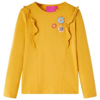 Pikkade varrukatega lastesärk, tume ooker, 128