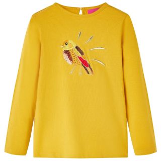 Детская рубашка с длинным рукавом, тёмно-охровая, 104