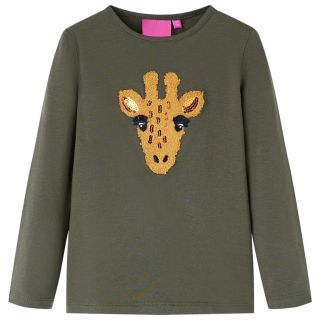 Pikkade varrukatega lastesärk, khaki, 140