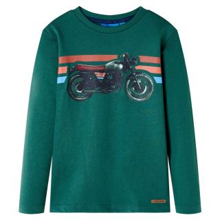 Рубашка детская с длинным рукавом, зеленая, 128