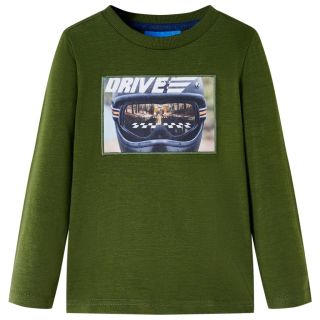 Pikkade varrukatega lastesärk, tume khaki, 104