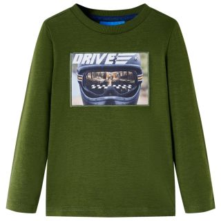 Pikkade varrukatega lastesärk, tume khaki, 116