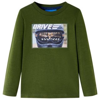 Pikkade varrukatega lastesärk, tume khaki, 128