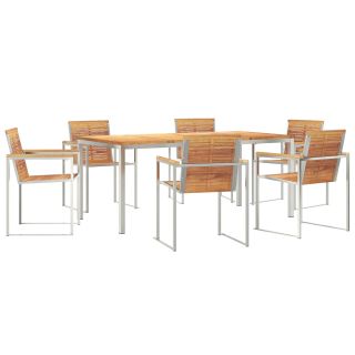 7-osaline ai söögikomplekt tugevast tiikpuust,väline söögilaud 180x90x75 cm tugevast tiikpuust