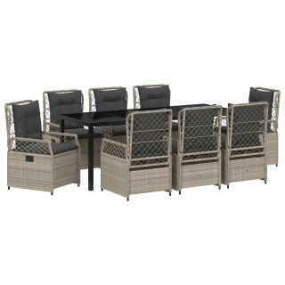 9-osaline aia söögikomplekt Helehall Polü Rattan