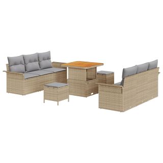 9 osaline aia diivanikomplekt padjadega Beež polü rattan Akaatsia,2-kohaline aia diivan hoiustamise ja padjadega Beež polü rattan,3-osaline aia söögikomplekt padjadega Beež polü rattan Akaatsia