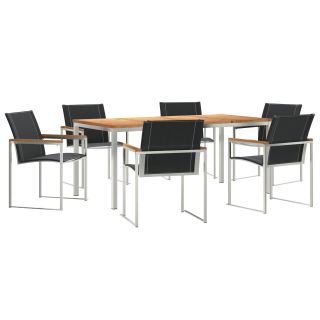 7-osaline aia söögikomplekt Tugev puidust akaatsia,välikohvik 180x90x75 cm Tugev puidust akaatsia