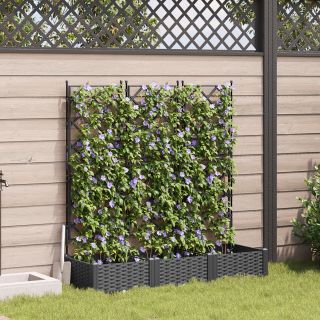 Aiakaste trellisega 3 tk Must 120x40x125.5 cm