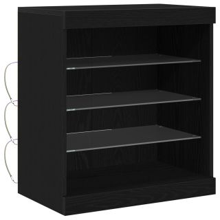 Kõrge külmkapp LED valgustusega, Must tammepuit 60,5x37x67 cm