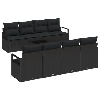 9-osaline aia diivanikomplekt padjadega Must Polü Rattan,2-kohaline aia diivan padjadega Must Polü Rattan