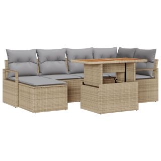 7-osaline aia diivanikomplekt padjadega beež polü rattan acacia,2-kohaline aia diivan padjadega beež polü rattan