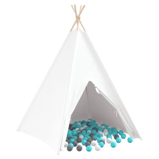 laste teepee telk kotiga virsiku ja mängupallide nahk valge