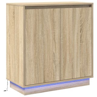 Väljakülmik LED-valgustusega Sonoma tamme värviga - 71 x 34.5 x 75 cm - Tehispuidust