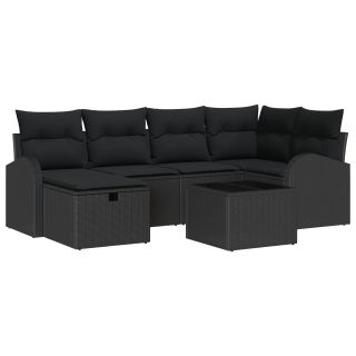 7-osaline aed sofa komplekt padjatega Must Polü Rattan