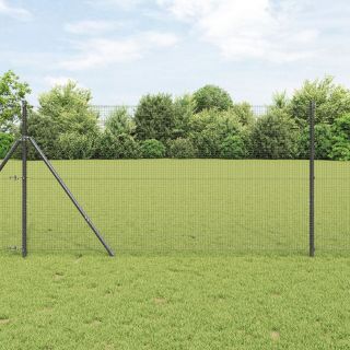 Keevitatud Traadi Aed koos 7 Postiga Hall 1.2x10 m Teras