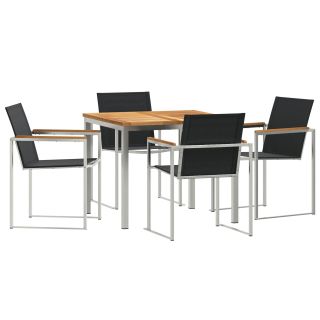 5-osaline Aiabistroo Komplekt Tugev Tiikpuu,Väli Söögilaud 90x90x74.5 cm Tugev Tiikpuu