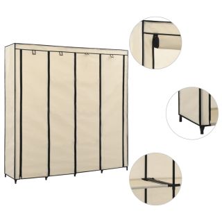 garderoob 4 sektsiooniga, kreemjas 175 x 45 x 170 cm