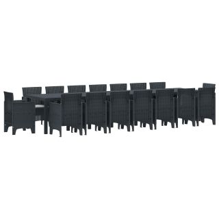 17-osaline Aia Söögikomplekt padjatega Antratsiit Polürotang,Aialaud Antratsiit 250x100x73 cm Polürotang,Aialaud Antratsiit 150x100x73 cm Polürotang,Aia Toolid padjatega 4 tk Antratsiit Polürotang