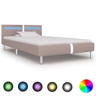 voodiraam LEDiga ilma madratsita Cappuccino 90 x 200 cm