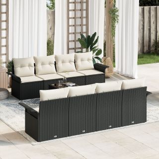 9 Tükine Aed Diivanikomplekt Padjadega Must Polü Rattan