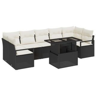 8-osaline aia diivanikomplekt koos padjadega must polü rattan,2-kohaline aia diivan koos padjadega must polü rattan