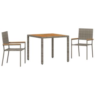 3-osaline aed söögikomplekt hall polü rattan,virnastatavad aiatooled patjadega 2 tk hall polü rattan