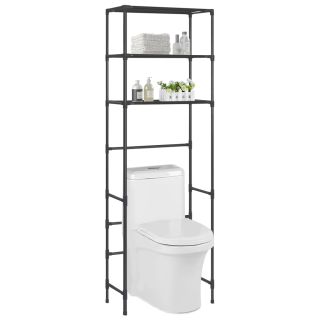 Трехъярусная полка для хранения вещей над унитазом, черная, 53 x 28 x 169 см